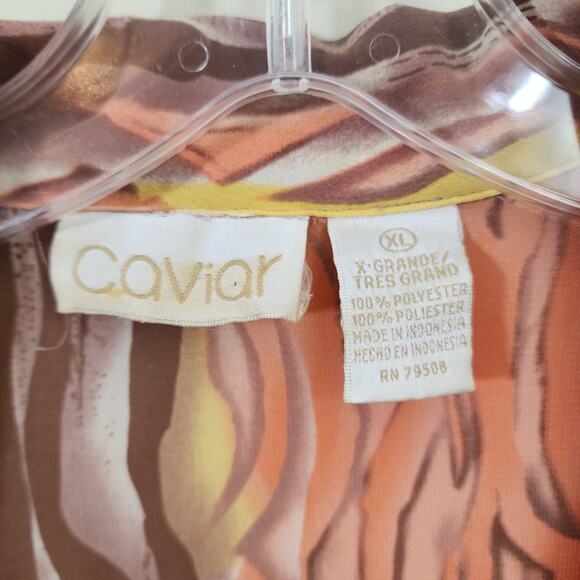 Vintage Caviar flame print lace up front long sleeve blouse woman's size XL - Picture 2 of 7